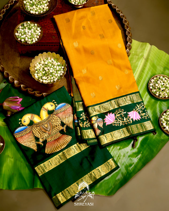 Kanjivaram Silk Saree with Tanjore Artwork