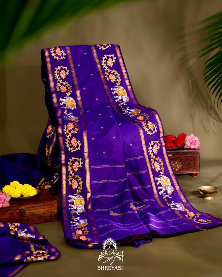 Kanjivaram Silk Saree with Real Zari and Tanjore Artwork