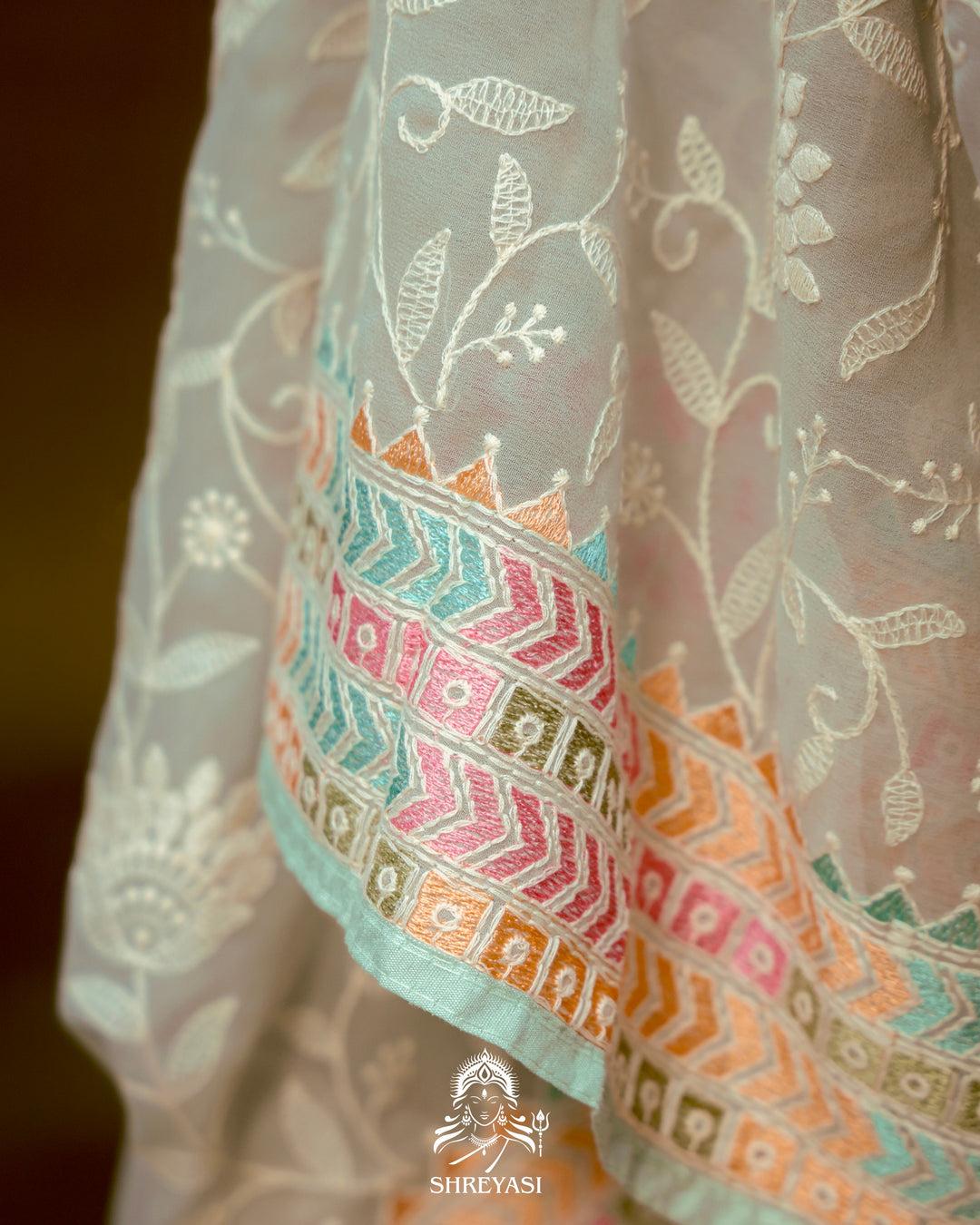 Georgette Saree with Chikankari Inspired Embroidery