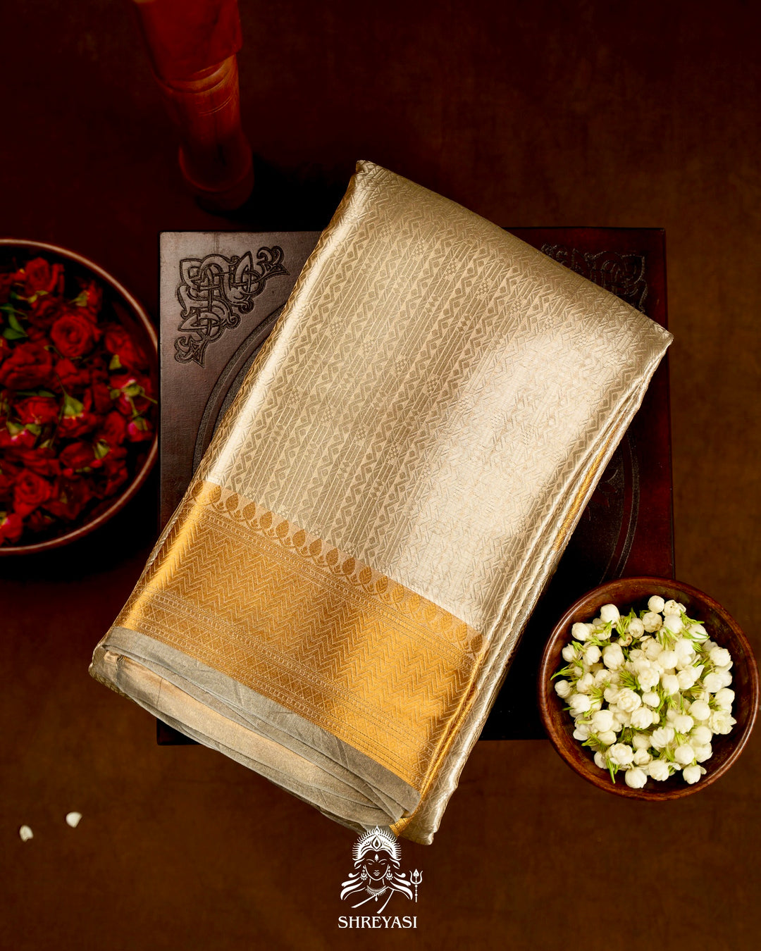 Handloom Pure Banarasi Tissue Brocade Silk Saree