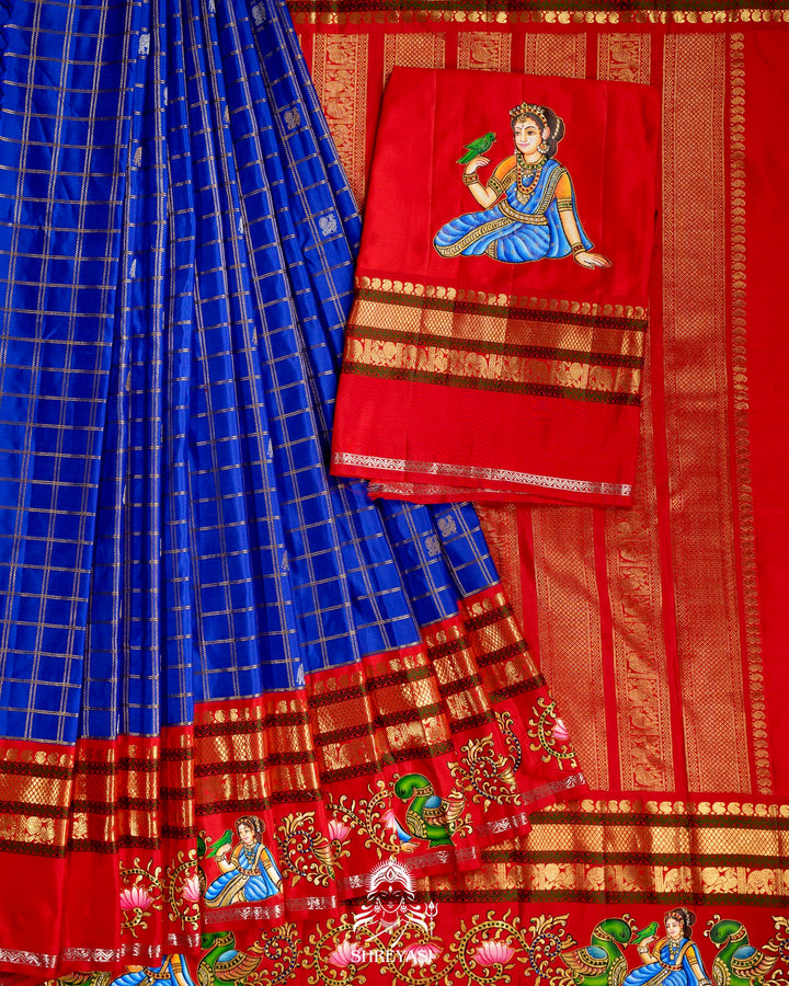 Handloom Pure Kanjivaram Silk Sarees with Real Zari and Hand Painted Tanjore Art
