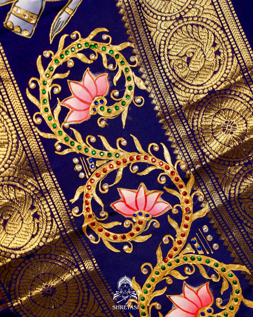 Handloom Pure Kanjivaram Silk Sarees with Real Zari and Hand Painted Tanjore Art