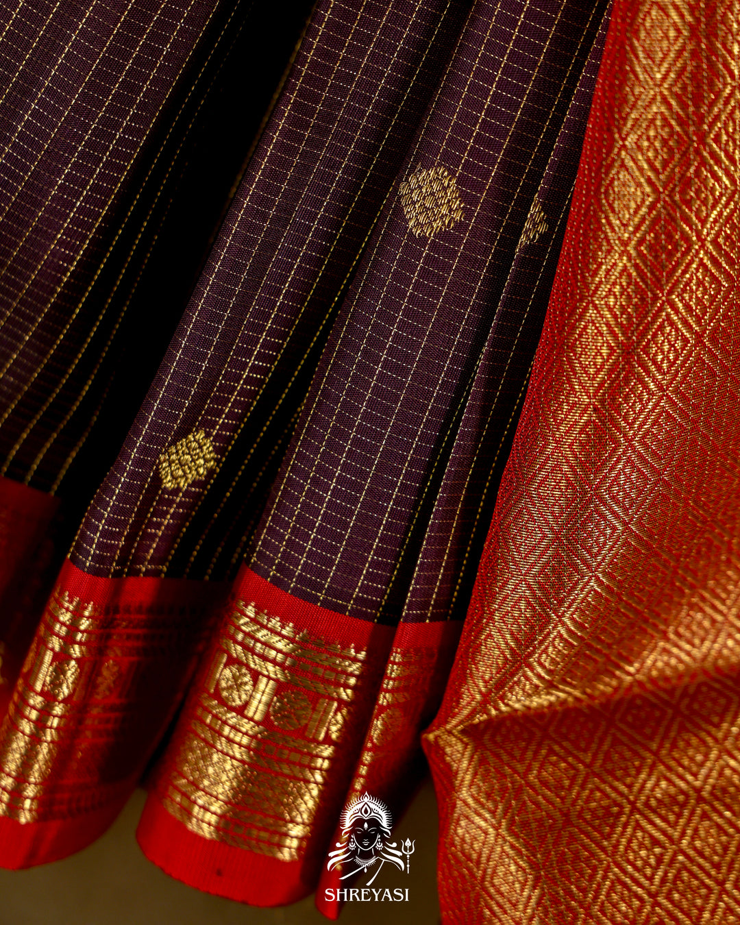 Kanjivaram Silk Saree with Real Zari and Vairoosi Weaving