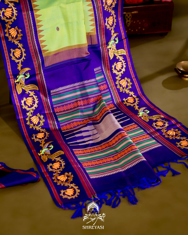 Kanjivaram Silk Saree with Tanjore Artwork