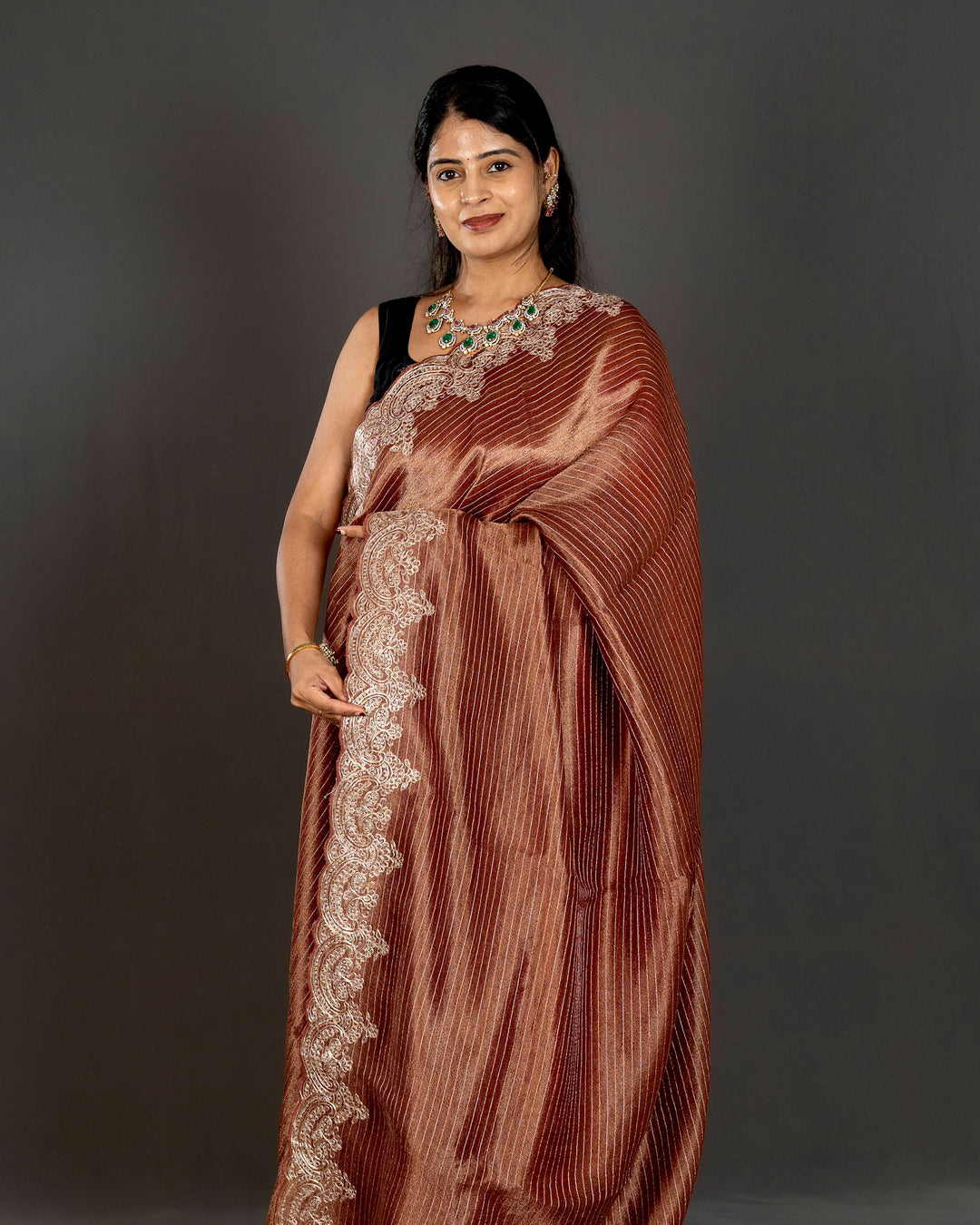 Handloom Pure Tissue Silk Saree with Pita Embroidered Borders and Paithani Pen Kalamkari Blouse