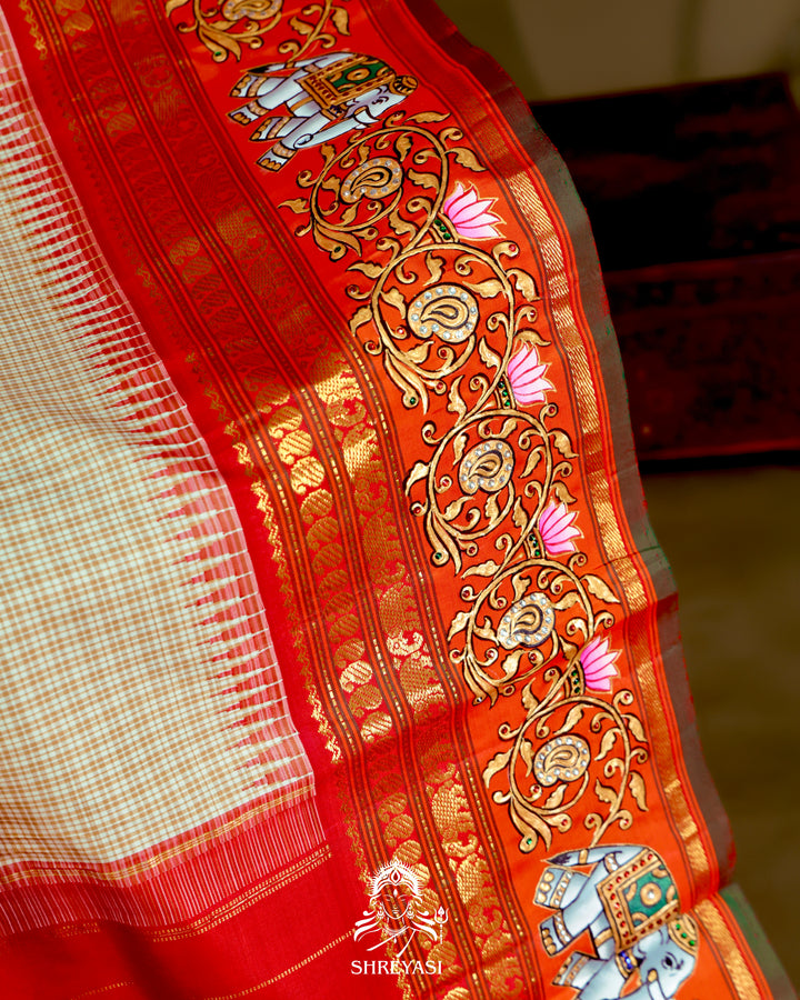 Kanjivaram Silk Saree with Tanjore Artwork