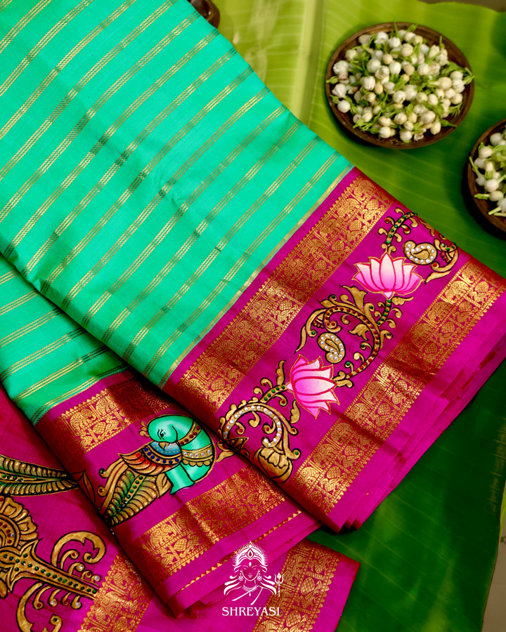 Kanjivaram Silk Saree with Tanjore Artwork