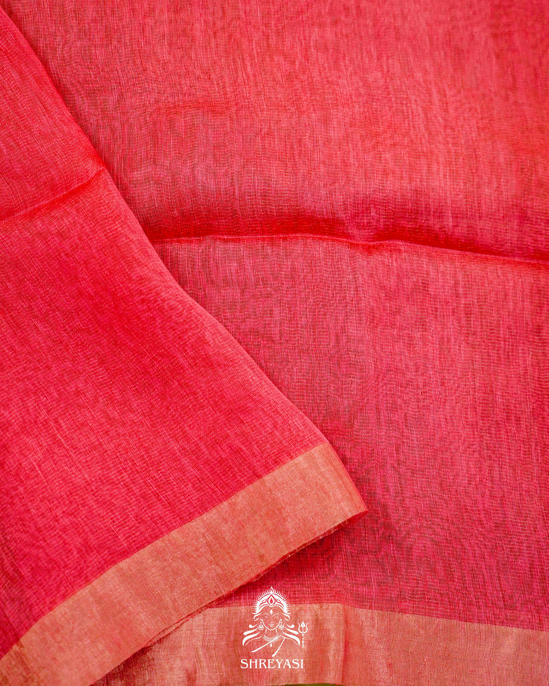 Handloom Silk Linen Jamdani Saree with Tissue Paithani Pallu