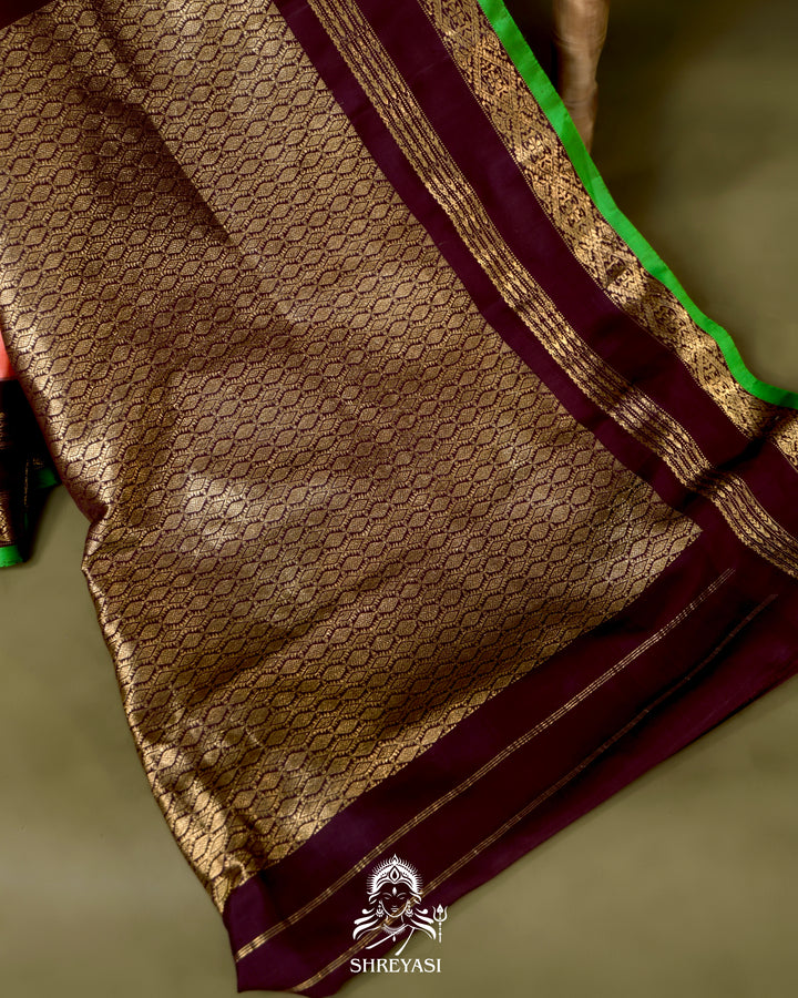 Handloom Pure Gadwal Silk Saree with Kuttu Korvai Border