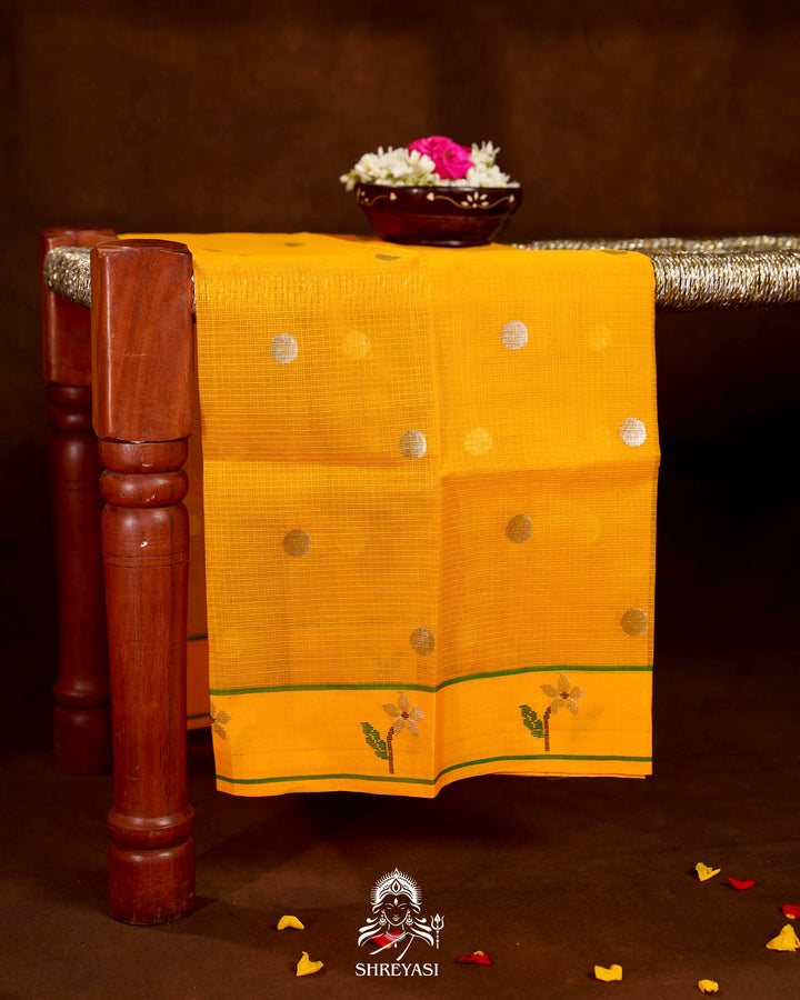 Handloom Pure Zari Kota Saree with Contrast Blouse