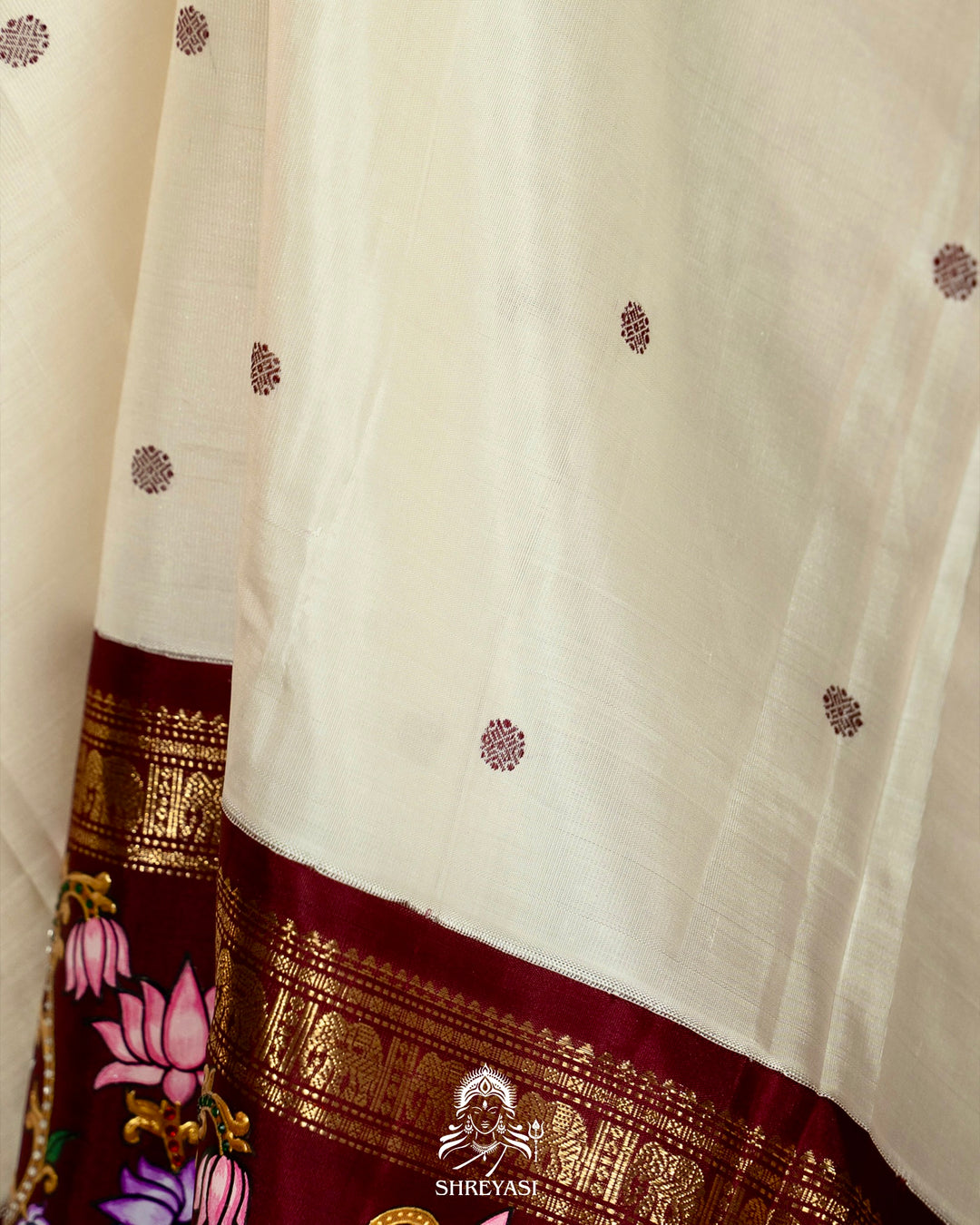 Traditional Tanjore Painting on Handloom Pure Kanjivaram Silk Sarees with Real Zari