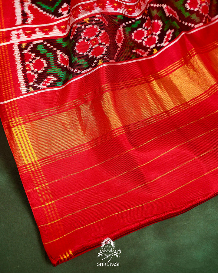 Multicoloured Handloom Pure Twill Patola Silk Saree