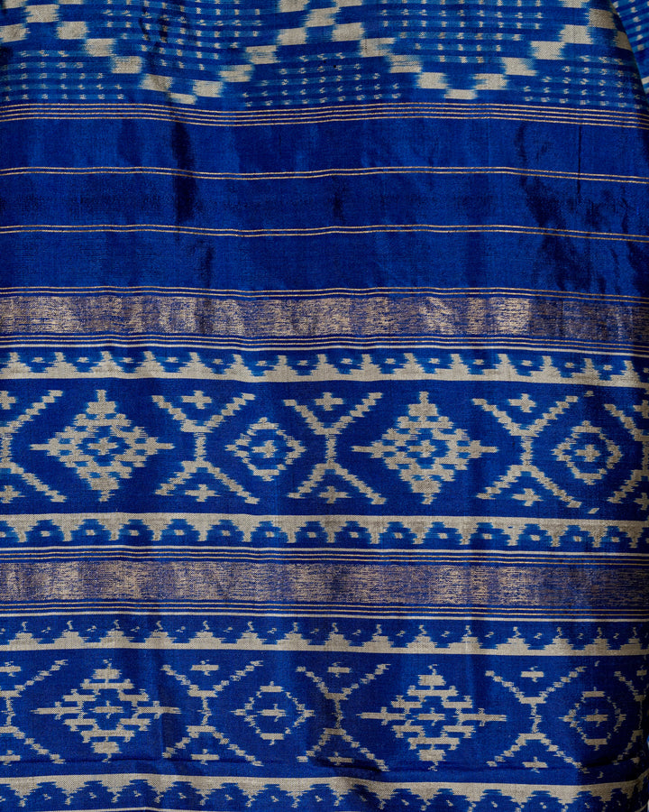 Handloom Pure Patola Silk Saree with Scalloped Floral Appliqué Embroidered Borders