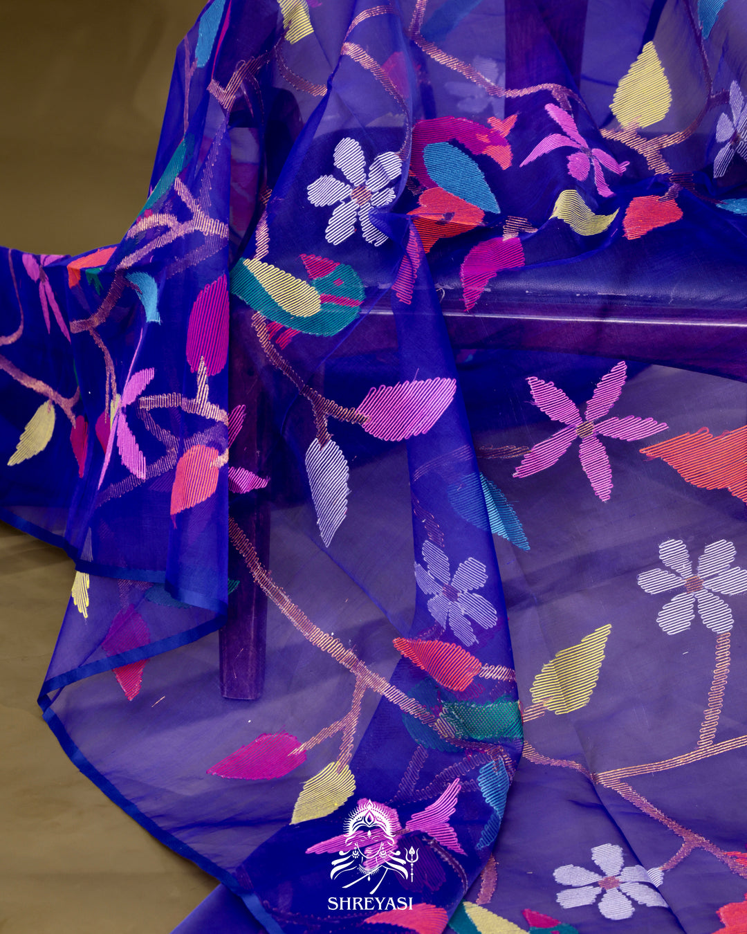 Muslin Jamdani Saree with Full Jaal Needle Weaving