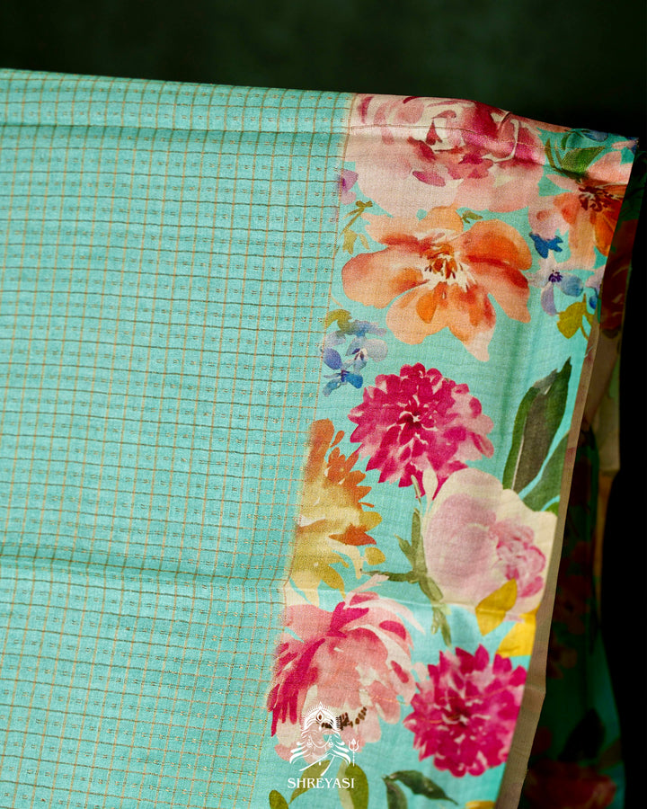 Handloom Pure Desi Tussar Silk Saree with Digital Floral Print