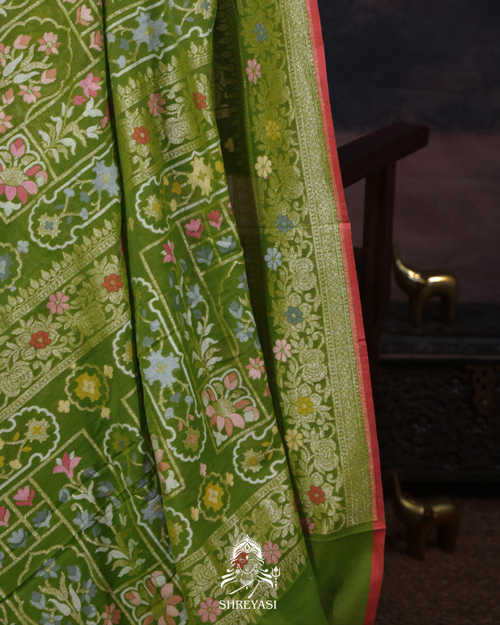 Handloom Banarasi Pure Cotton Jamdani Saree