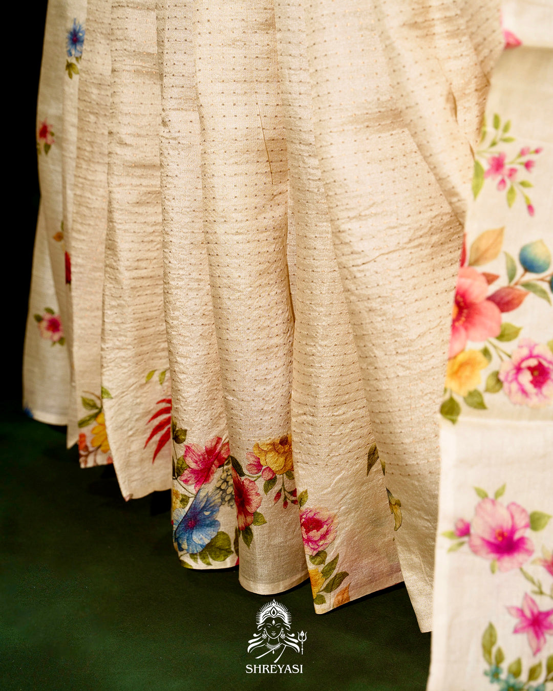 Handloom Pure Desi Tussar Silk Saree with Digital Floral Print