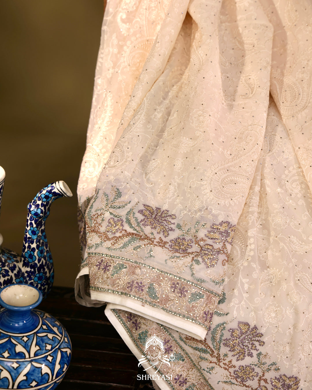 Georgette Saree with Thread Embroidery