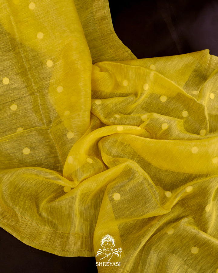 Handloom Pure Linen Saree with Zari Border
