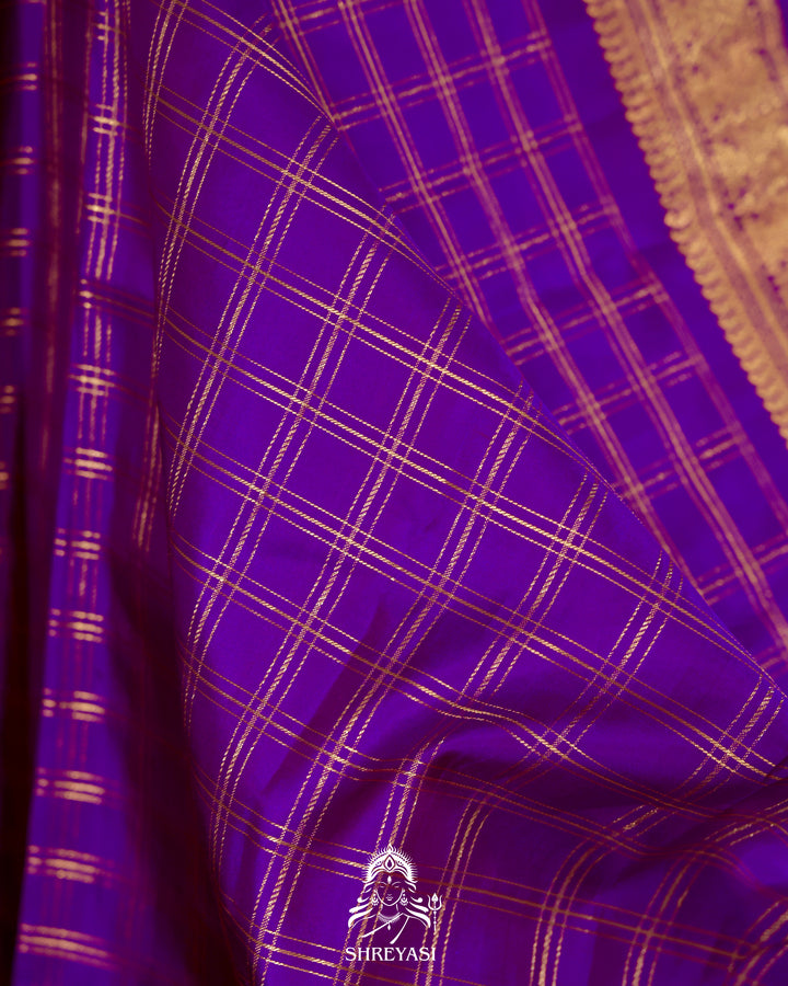 Handloom Pure Kanjivaram Silk Saree in Real Zari with Tanjore Kili and Kamalam Artwork