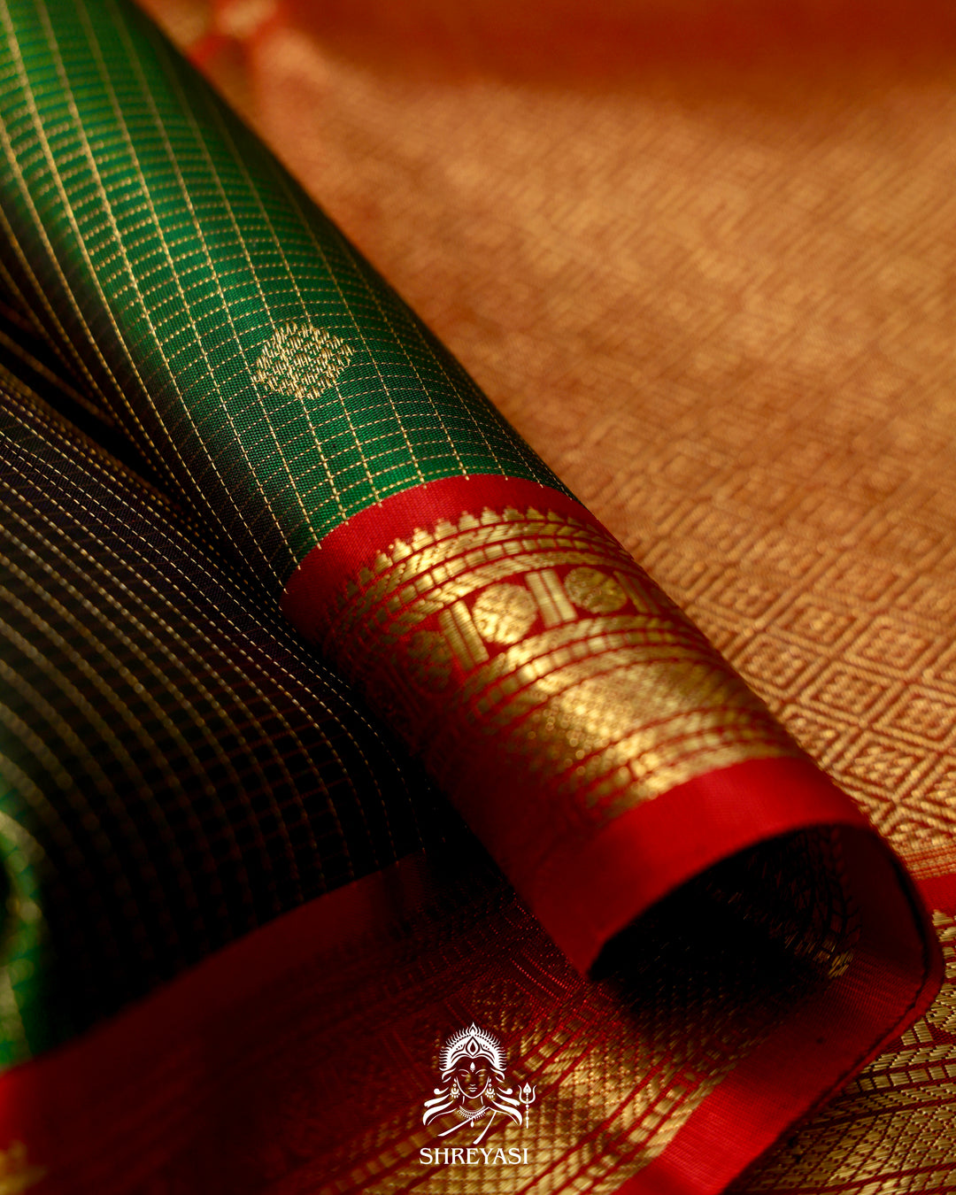 Kanjivaram Silk Saree with Real Zari and Vairoosi Weaving