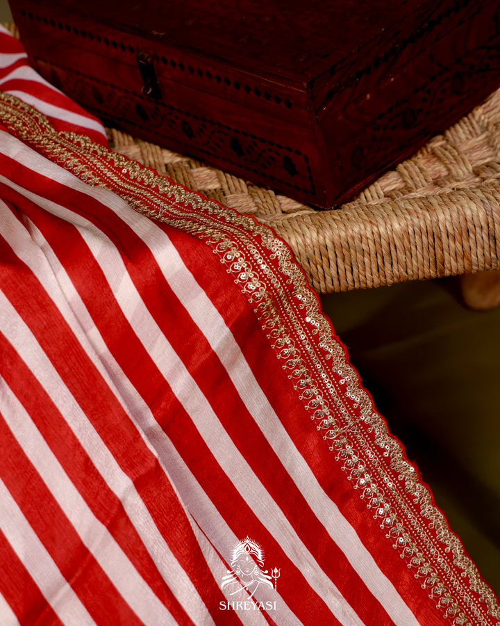 Chiffon Georgette Saree with Embroidered Borders and Designer Blouse