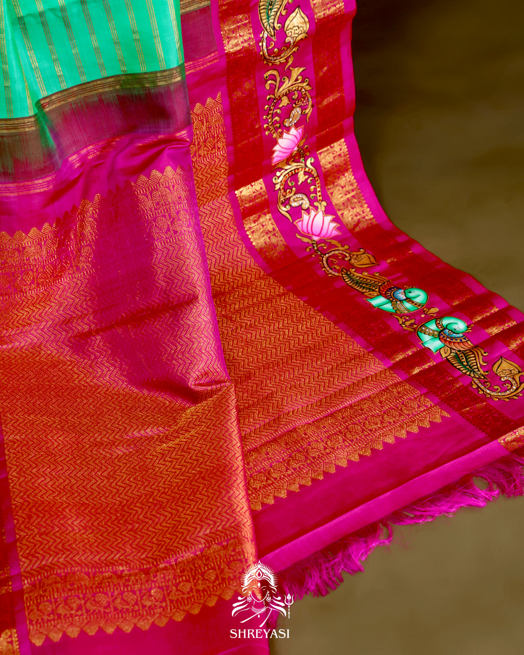 Kanjivaram Silk Saree with Tanjore Artwork