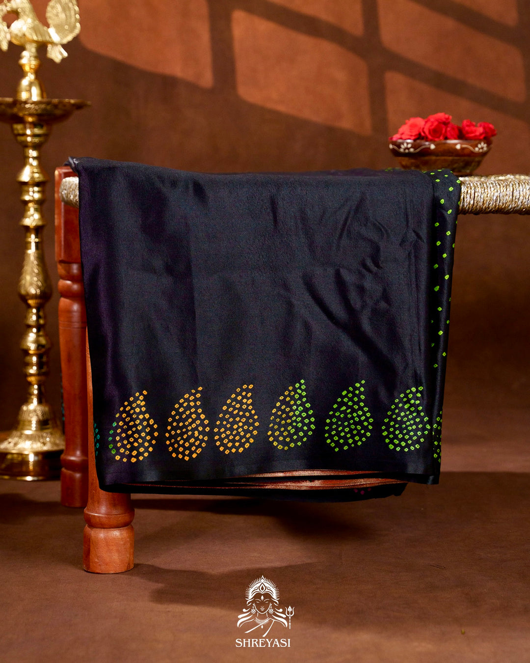 Handloom Pure Gaji Silk Bandhej Saree with Pure Paithani Border