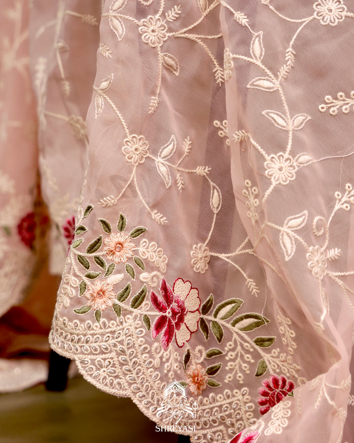 Georgette Saree with Chikankari Inspired Embroidery