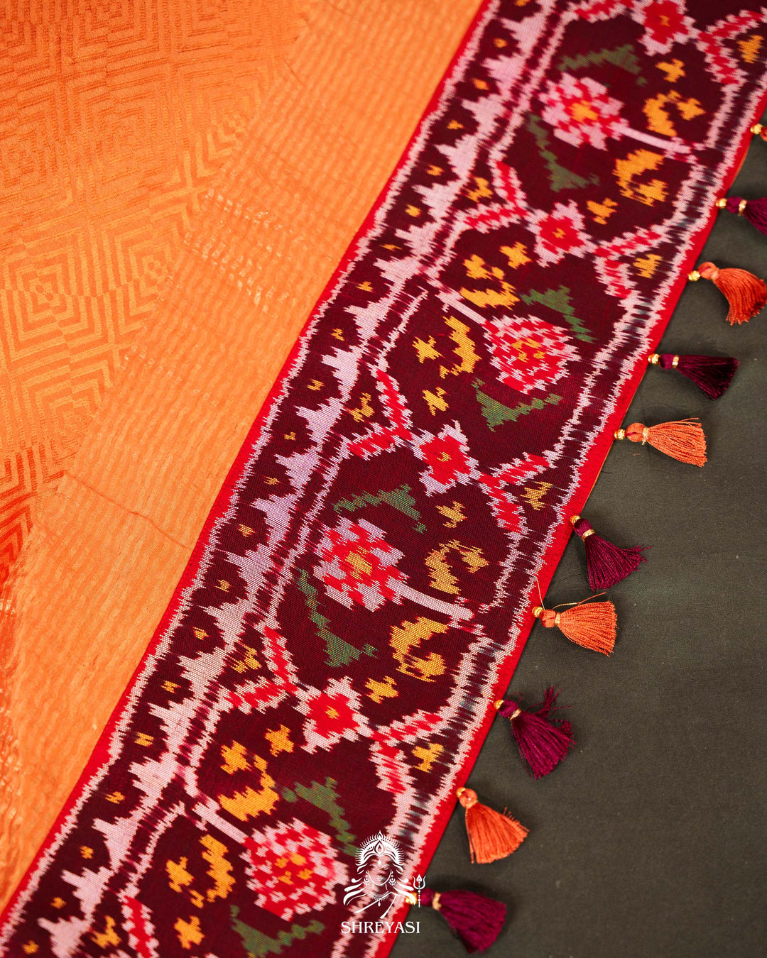 Pure Mysore Silk Saree with Handloom Rajkot Patola Borders