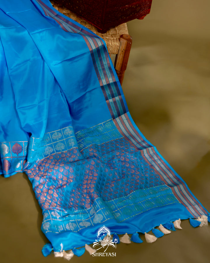 Mysore Silk Saree with Embroidered Floral Silk Blouse