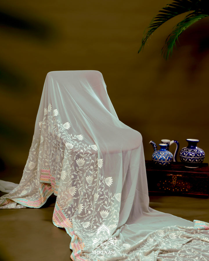 Georgette Saree with Chikankari Inspired Embroidery