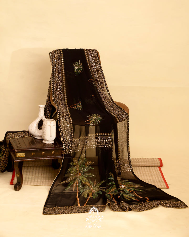 Embroidered Georgette Saree