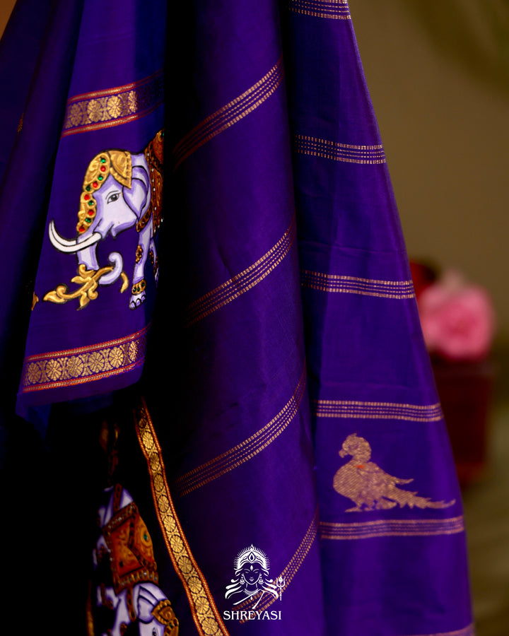 Kanjivaram Silk Saree with Real Zari and Tanjore Artwork
