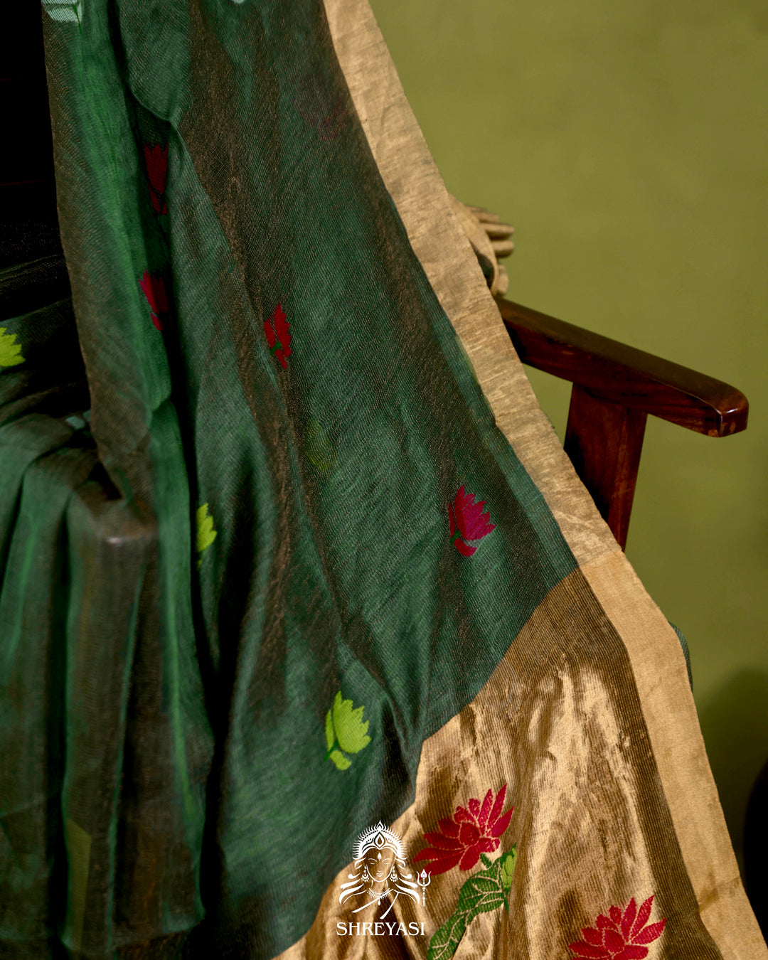 Handloom Silk Linen Jamdani Saree with Tissue Paithani Pallu