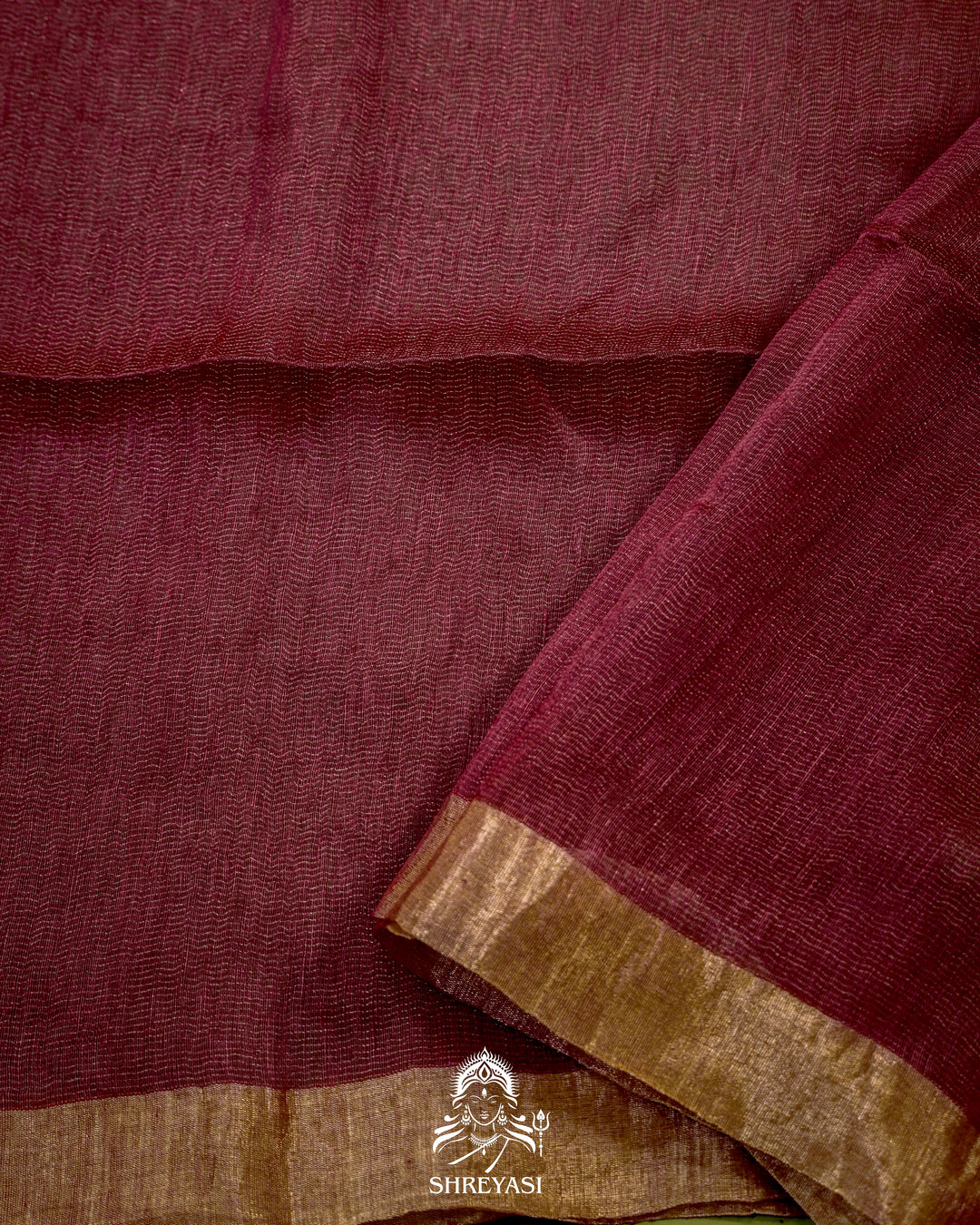 Handloom Silk Linen Jamdani Saree with Tissue Paithani Pallu