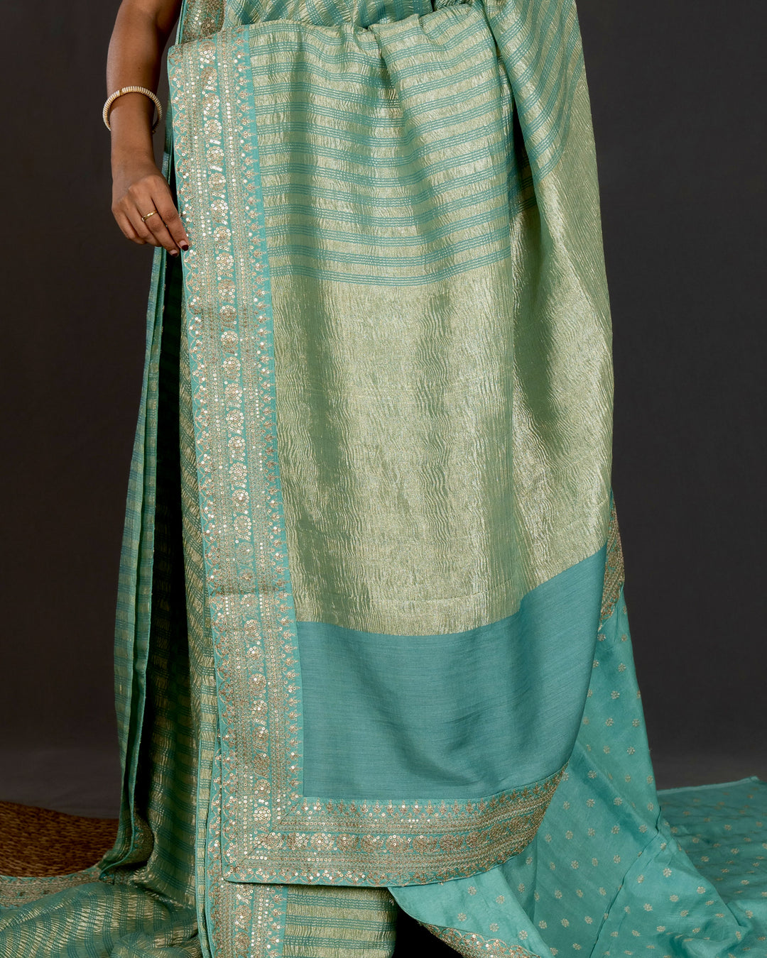 Pure Georgette Silk Saree with Heavy Embroidered Borders and Blouse