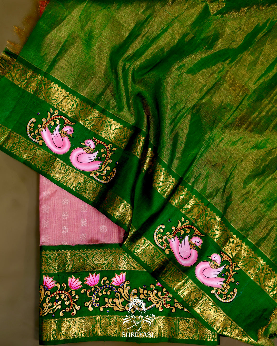 Kanjivaram Silk Saree with Real Zari and Tanjore Artwork