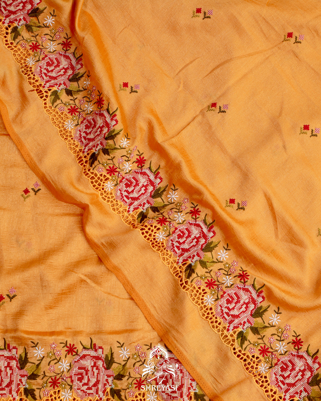 Tussar Silk Saree with Petit Point Embroidery