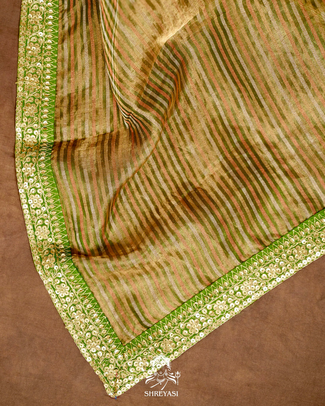 Banarasi Tissue Silk Saree with Embroidered Borders & Petit Point Embroidered Velvet Blouse