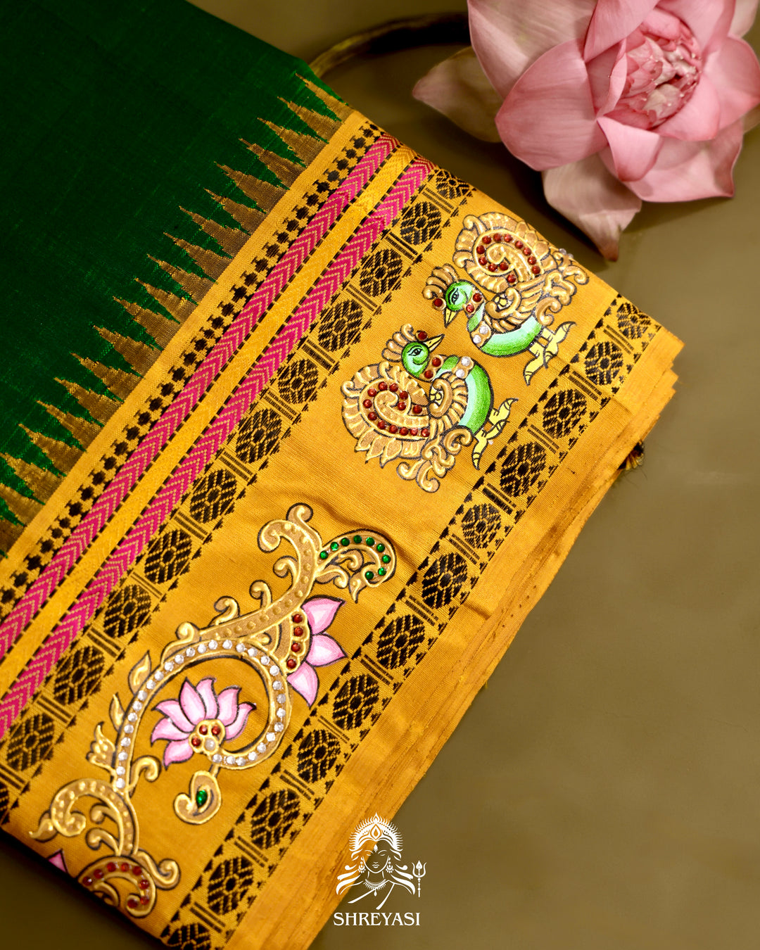 Kanjivaram Silk Saree with Tanjore Artwork