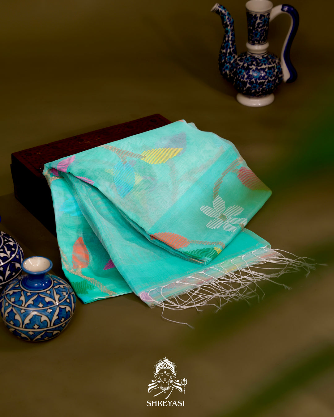 Muslin Jamdani Saree with Full Jaal Needle Weaving