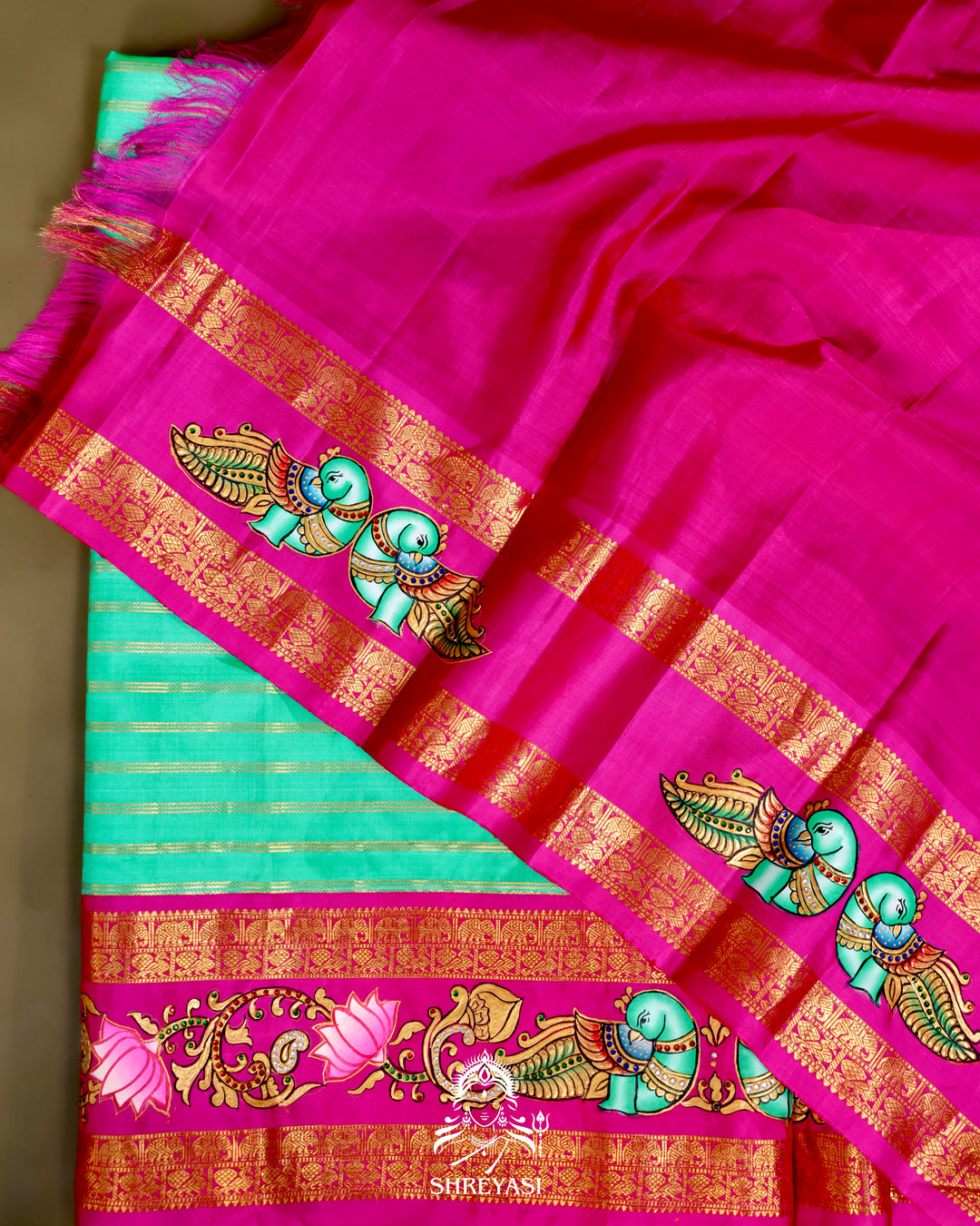 Kanjivaram Silk Saree with Tanjore Artwork