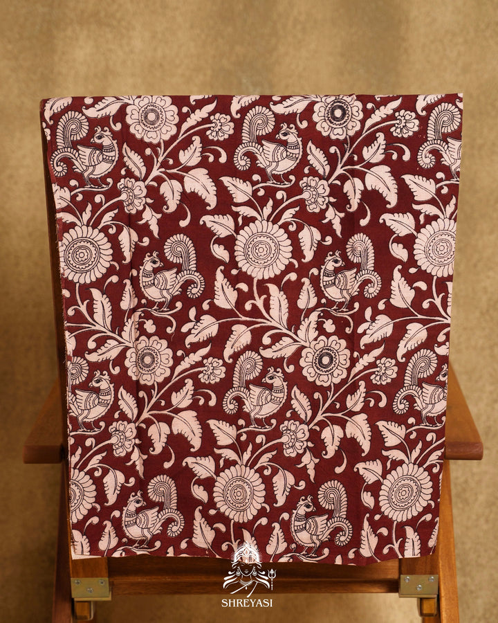 Handloom Pure Mangalagiri Silk Sarees with Mirror Work & Embroidery | Pen Kalamkari Blouse