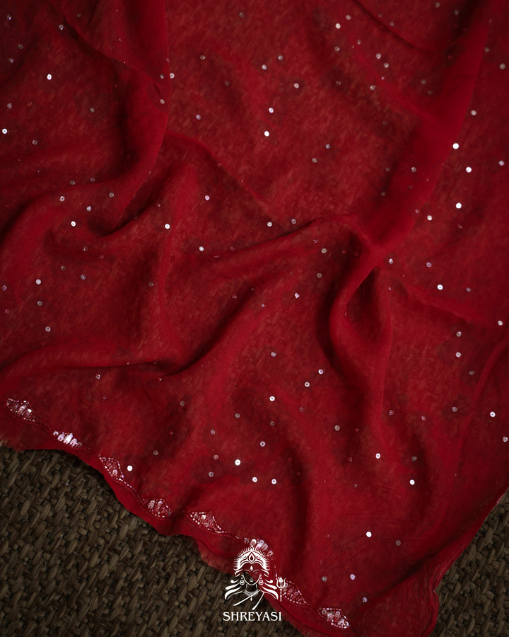 Pure Georgette Floral Sequin Saree