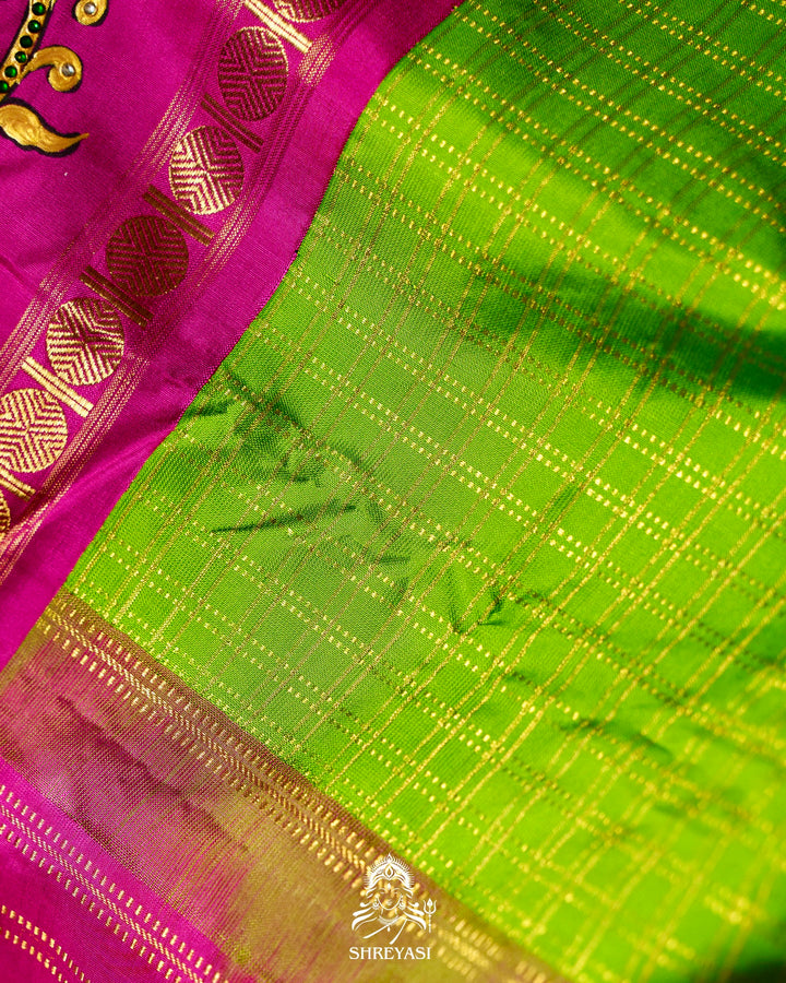 Traditional Tanjore Painting on Handloom Pure Kanjivaram Silk Sarees with Real Zari