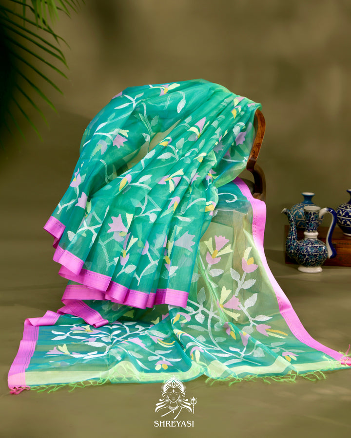 Muslin Jamdani Saree with Full Jaal Weaving