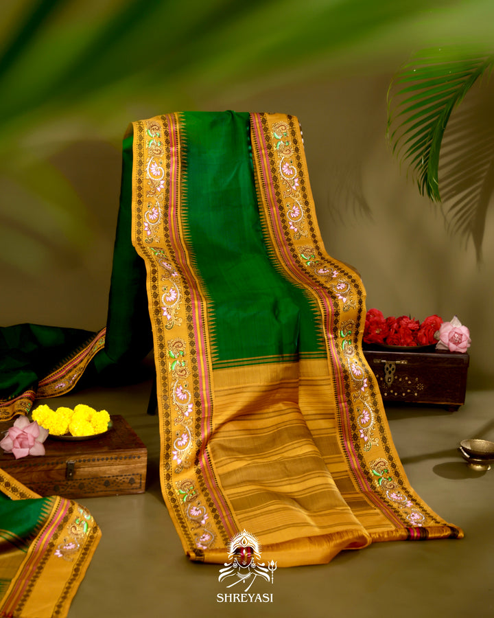 Kanjivaram Silk Saree with Tanjore Artwork