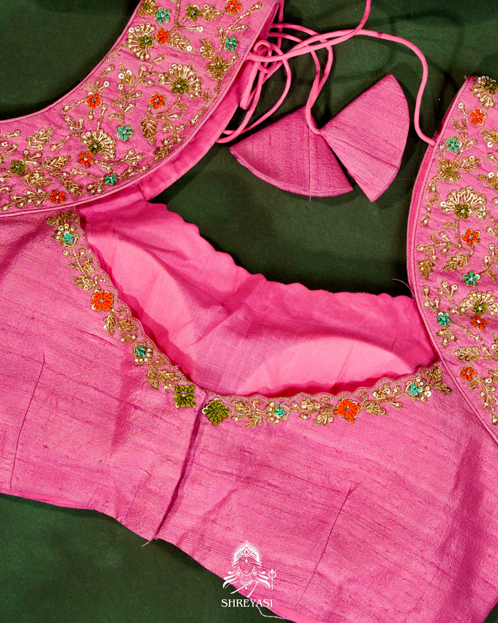Banarasi Chiffon Khaddi Georgette Saree with Meenakari Weaving & Hand Embroidered Blouse