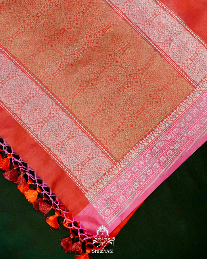 Handloom Pure Banarasi Ektara Kora Silk Saree with Kadiyal Border